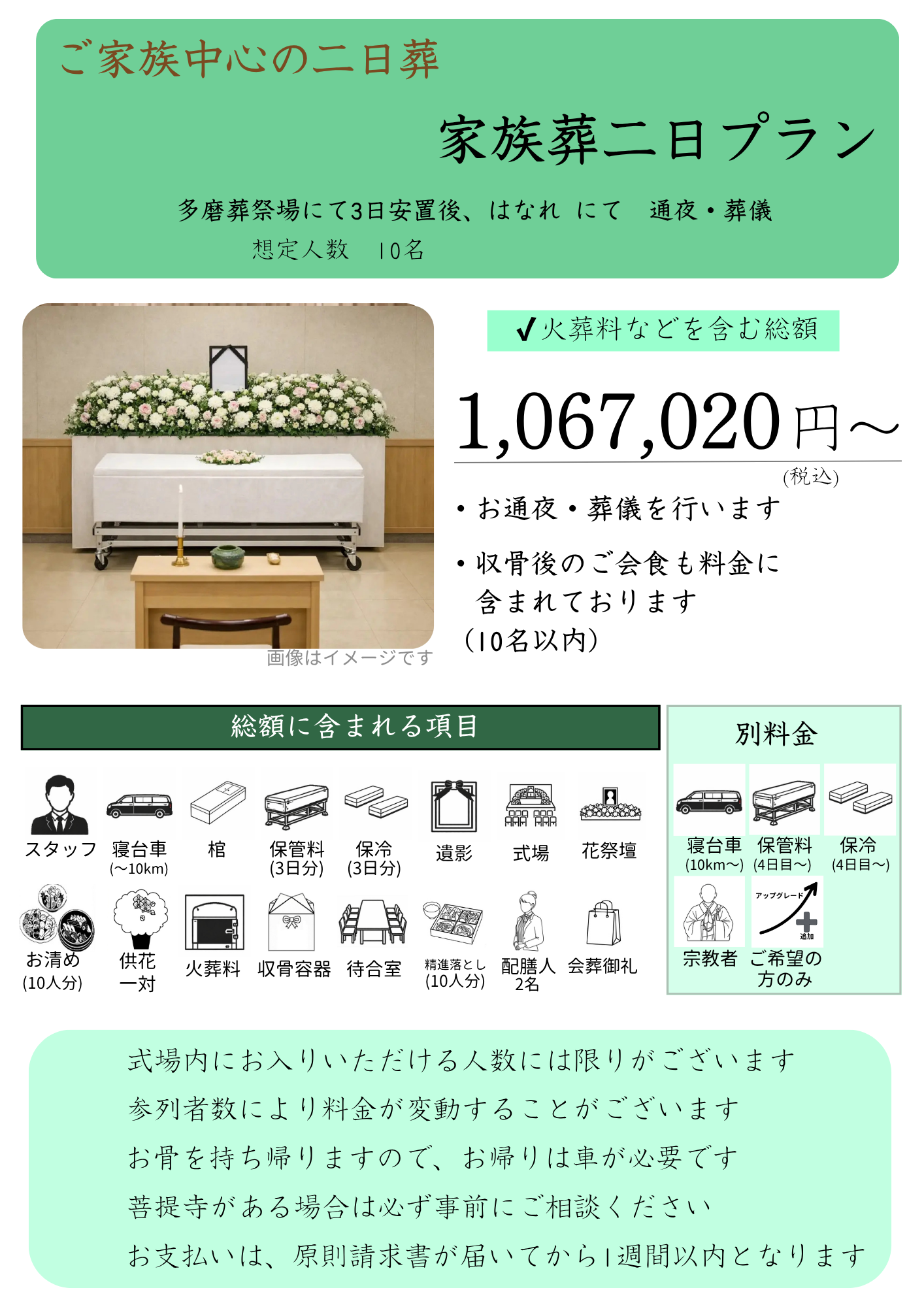 家族葬二日プラン内容1